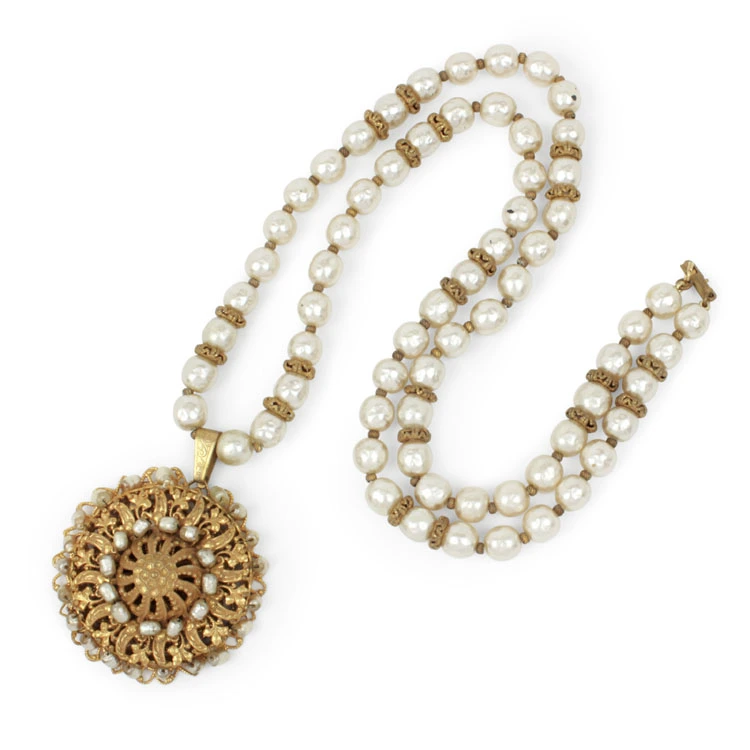 ARDEIDECO AR 1 C 2 Collana Haskell perle pendente dorato front