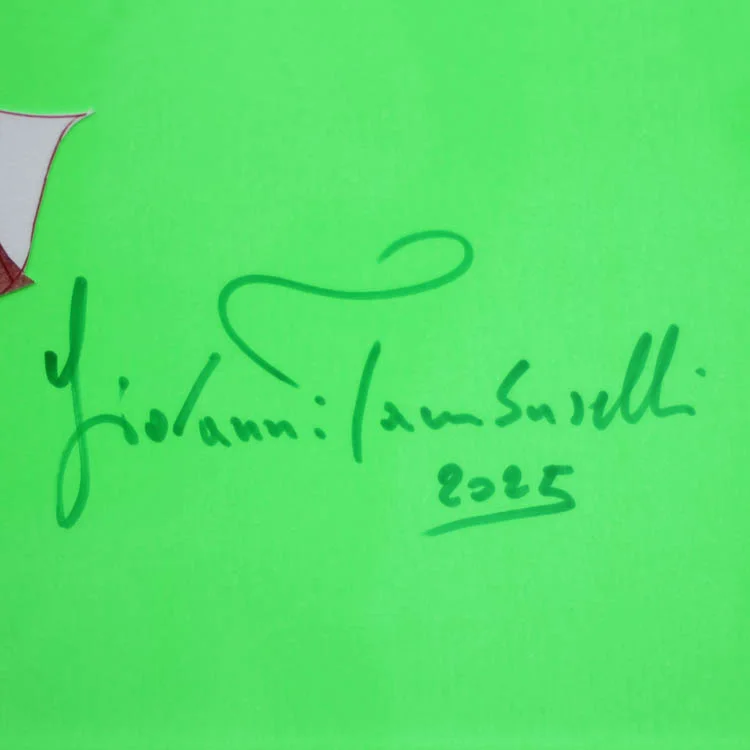 Collage Acquerello Gufo Vino Ruche verde Tamburelli AR ARTTAM 3ST firma