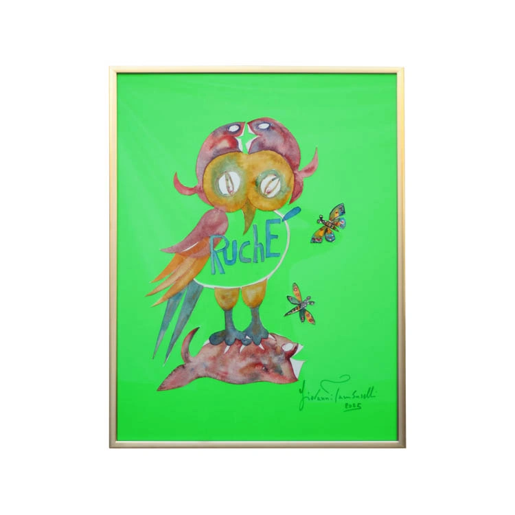 Ardeideco_quadro_collage_acquarello_gufo