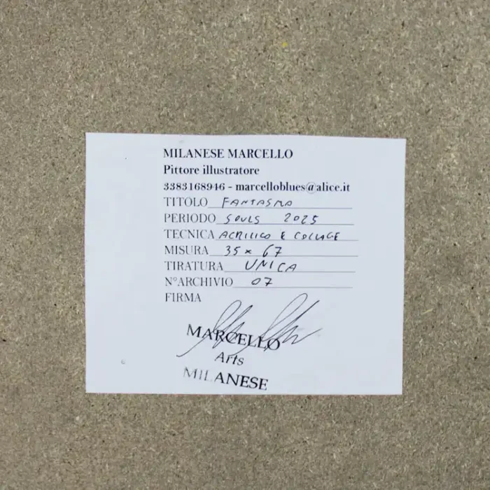 QUADRO ACRILICO-COLLAGE-SOUL 2025- op.7 FANTASMA di M.Milanese - immagine 4