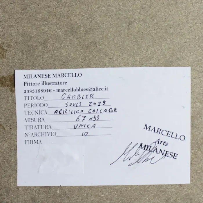 QUADRO ACRILICO-COLLAGE-SOUL 2025- op.10 GAMBLER di M.Milanese - immagine 2