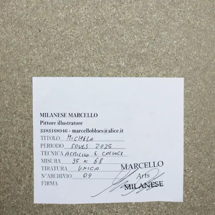 QUADRO ACRILICO-COLLAGE-SOUL 2025- op.9 MICHELA di M.Milanese - immagine 4